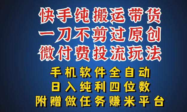 最新黑科技快手搬运带货方法，手机就能操作，轻松带你日入四位数【揭秘】-985网创