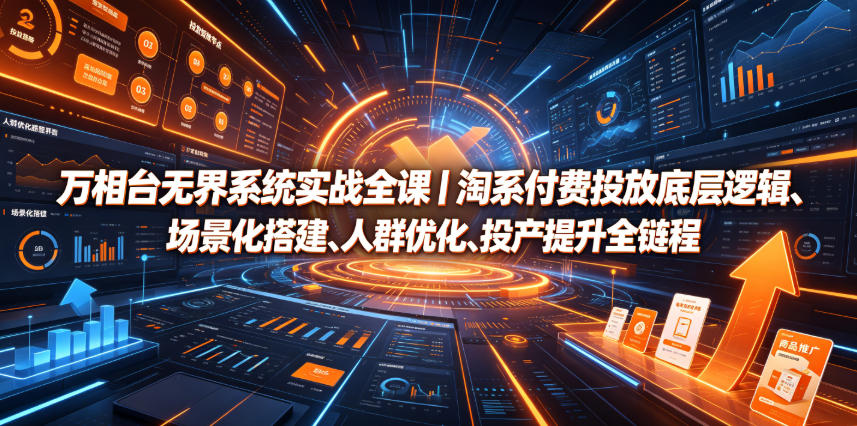 万相台无界系统实战全课｜淘系付费投放底层逻辑、场景化搭建、人群优化、投产提升全链路运营教程-985网创