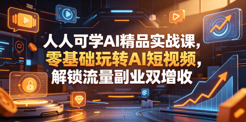 人人可学AI精品实战课，零基础玩转AI短视频，解锁流量副业双增收-985网创