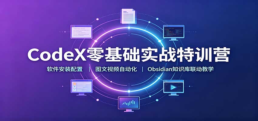 CodeX零基础实战特训营：软件安装配置，图文视频自动化，Obsidian知识库联动教学-985网创