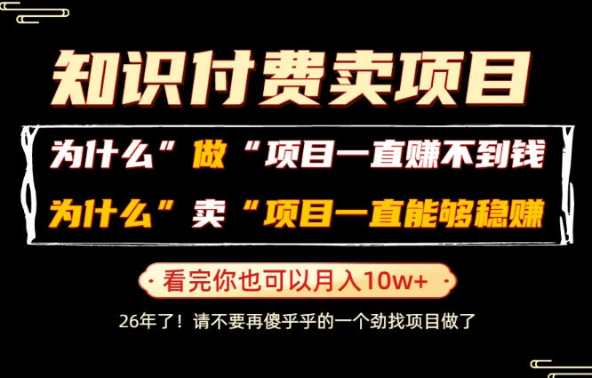 普通人为什么能够靠卖项目轻松月入10W+，而做项目却容易成炮灰，卖项目为什么能够稳賺不赔？【揭秘】-985网创