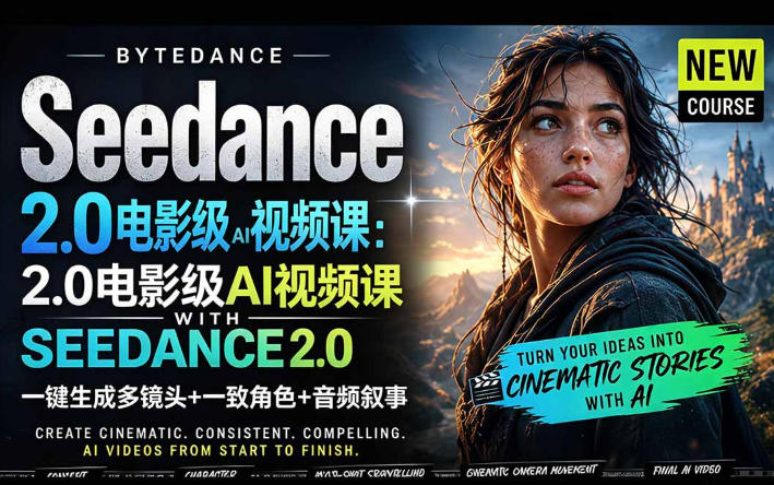 字节跳动的Seedance 2.0 AI电影视频生成制作教程，一键生成多镜头+一致角色+音频叙事-中英字幕-985网创