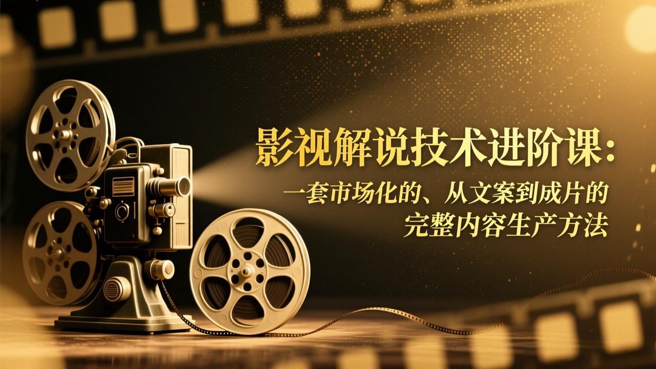 影视解说技术进阶课：一套市场化的、从文案到成片的完整内容生产方法-985网创