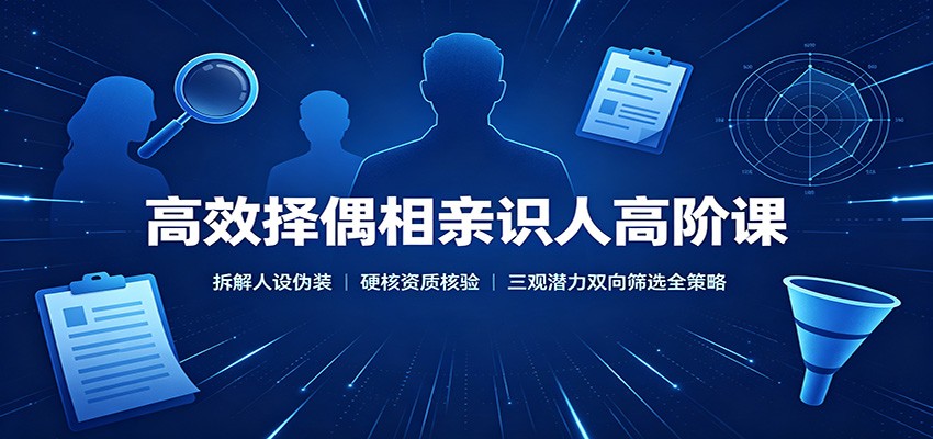 高效择偶相亲识人高阶课：拆解人设伪装，硬核资质核验，三观潜力双向筛选全策略-985网创