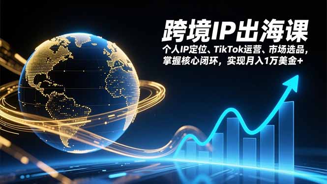 跨境IP出海课，个人IP定位、TikTok运营、市场选品，掌握核心闭环，实现月入1万美金+-985网创