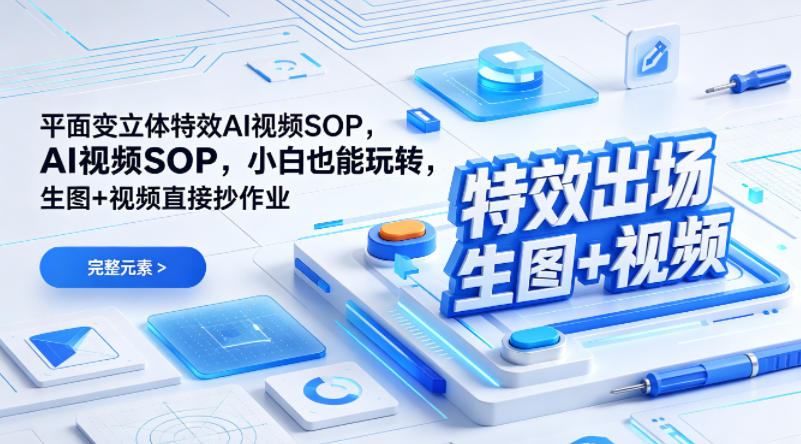 (特效出场)平面变立体特效AI视频SOP，小白也能玩转，生图+视频直接抄作业-985网创