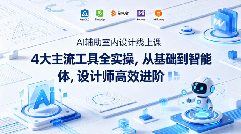 AI辅助室内设计线上课｜4大主流工具全实操，从基础到智能体，设计师高效进阶-985网创