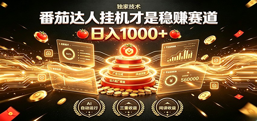别再瞎找副业！番茄达人挂机才是稳赚赛道 日入1000+-985网创