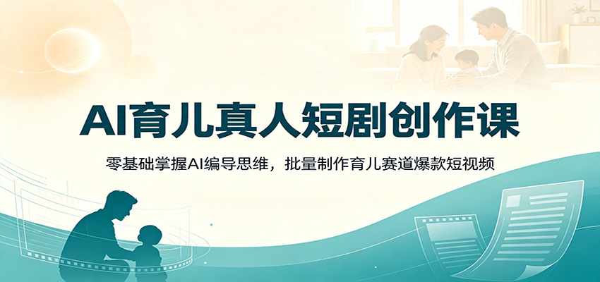 AI育儿真人短剧创作课：零基础掌握AI编导思维，批量制作育儿赛道爆款短视频-985网创