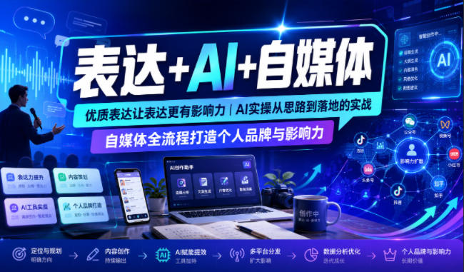表达+AI+自媒体，优质表达让表达更有影响力|AI实操从思路到落地的实战|自媒体全流程打造个人品牌与影响力-985网创