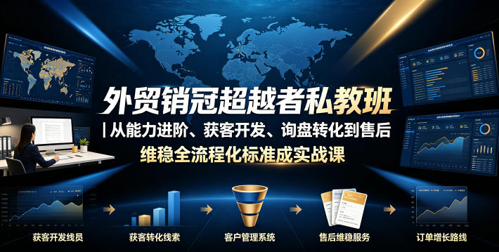 外贸销冠超越者私教班｜从能力进阶、获客开发、询盘转化到售后维稳全流程标准化成交实战课-985网创