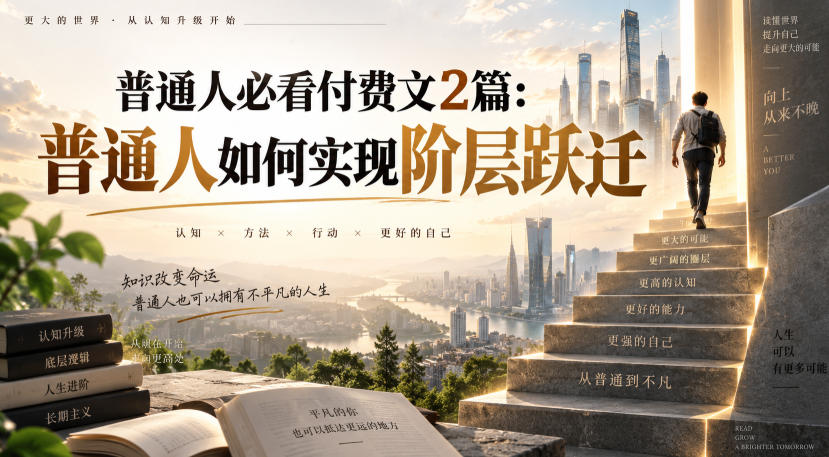 普通人必看付费文2篇：普通人如何实现阶层跃迁-985网创