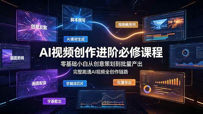 （19159期）AI视频创作进阶必修课程：零基础小白从创意策划到批量产出，完整跑通AI视频全创作链路-985网创