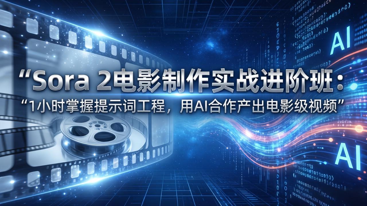 Sora 2电影制作实战进阶班：1小时掌握提示词工程，用AI合作产出电影级视频-985网创