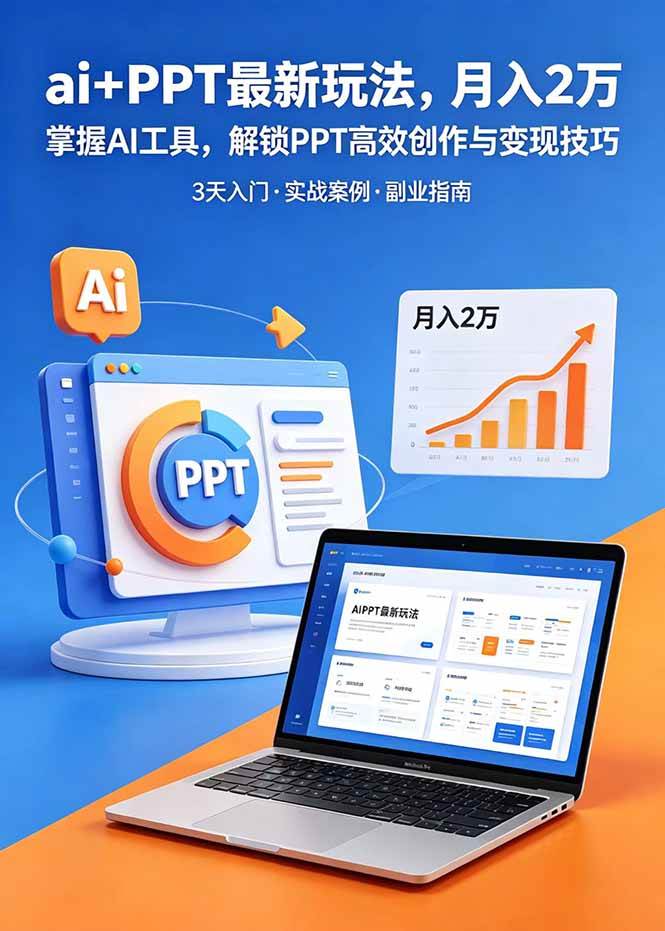 （18881期）ai+PPT最新玩法，月入2万掌握AI工具，解锁PPT高效创作与变现技巧3天入门，实战案例·副业指南-985网创