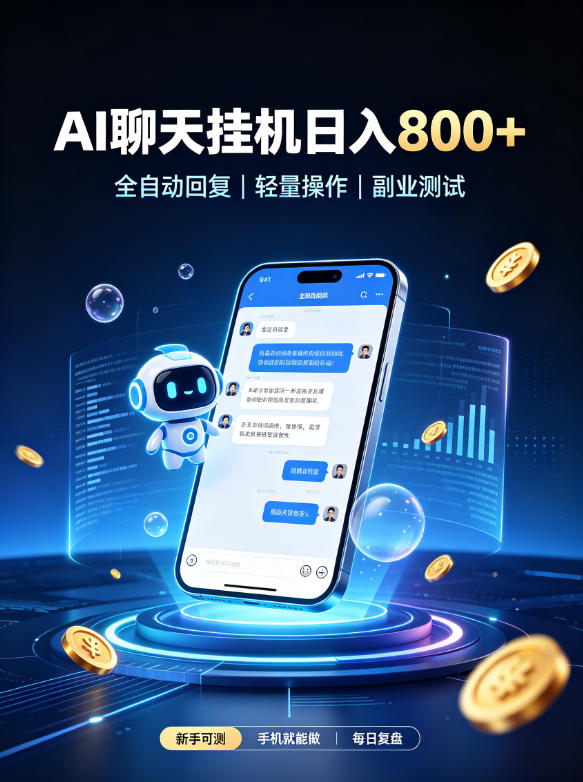 AI聊天挂G项目，日入800➕，全自动操作，适用个人副业，支持工作室矩阵操作【揭秘】-985网创