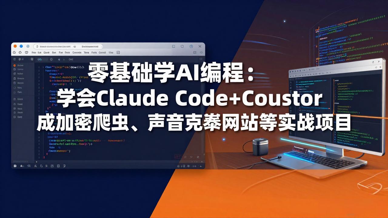 零基础学AI编程：学会Claude Code+Cursor完成加密爬虫、声音克隆网站等实战项目-985网创