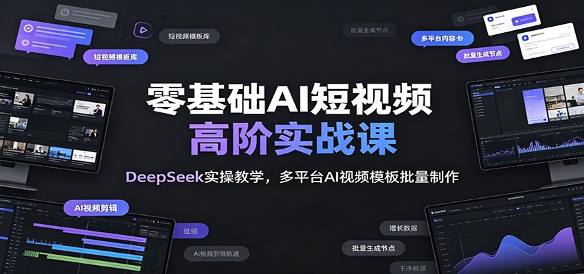 零基础AI短视频高阶实战课：DeepSeek实操教学，多平台AI视频模板批量制作-985网创