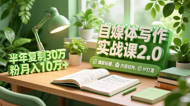 自媒体写作实战课2.0，爆款标题、内容结构、IP打造，半年复制30万粉月入10万+-985网创