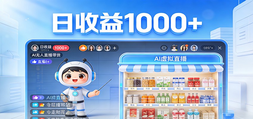 不用露脸不用说话，24小时自动卖货赚钱，全天自动直播，收益看得见-985网创