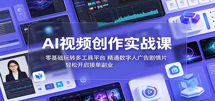 AI视频创作实战课：零基础玩转多工具平台，精通数字人广告、剧情片，轻松开启接单副业-985网创