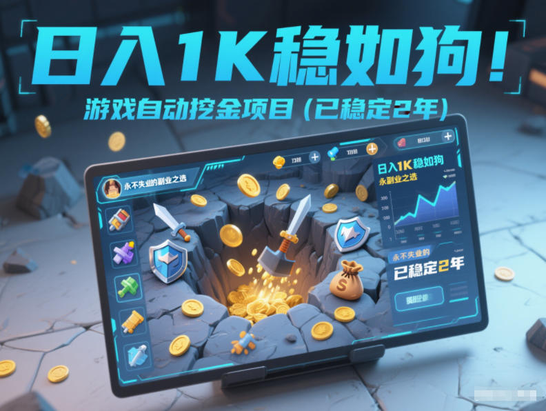 日入1K稳如狗！游戏自动挖金项目(已稳定2年)，永不失业的副业之选【揭秘】-985网创