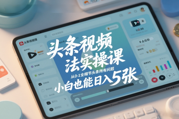 头条视频玩法实操课，从0-1全细节头条所有问题，小白也能日入5张-985网创