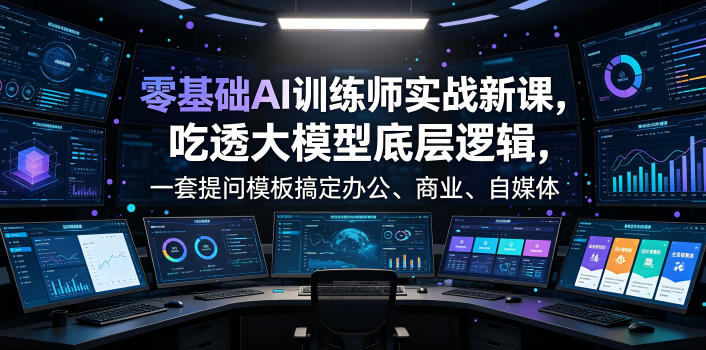 零基础AI训练师实战课，吃透大模型底层逻辑，一套提问模板搞定办公、商业、自媒体、设计、生活全场景AI落地应用-985网创