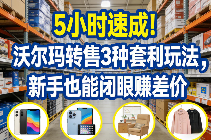 5小时速成！沃尔玛转售3种套利玩法，新手也能闭眼賺差价-985网创