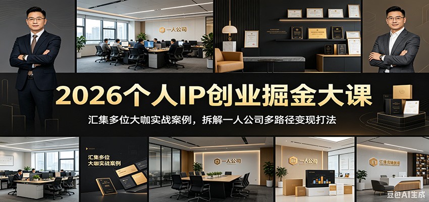 2026个人IP创业掘金大课：汇集多位大咖实战案例，拆解一人公司多路径变现打法-985网创