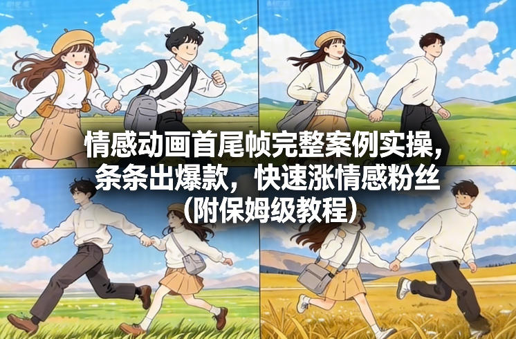 情感动画首尾帧完整案例实操，条条出爆款，快速涨情感粉丝(附保姆级教程)-985网创