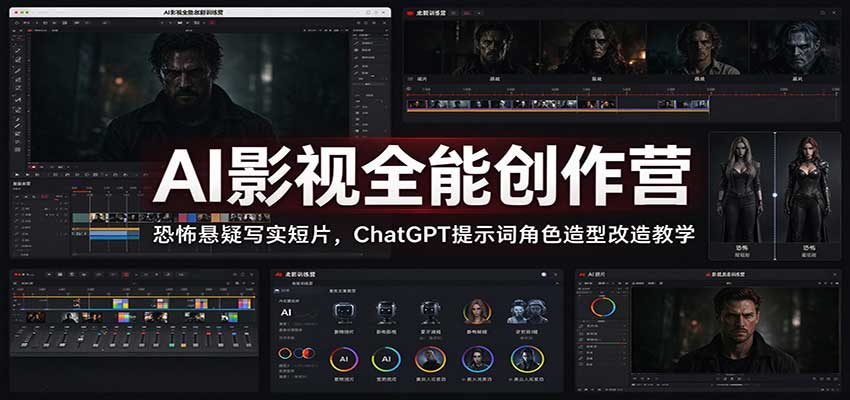 AI影视全能创作营：恐怖悬疑写实短片，ChatGPT提示词角色造型改造教学-985网创