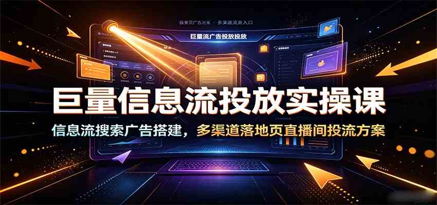 巨量信息流投放实操课：信息流搜索广告搭建，多渠道落地页直播间投流方案-985网创