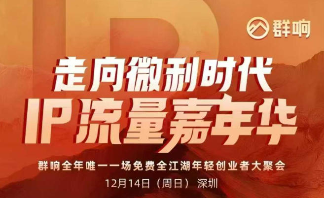 2025ip嘉年华万人12月14深圳线下课，走向微利时代，IP流量嘉年华，实操性极强的商业干货课-985网创