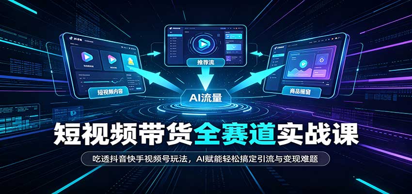 短视频带货全赛道：吃透抖音快手视频号玩法，AI赋能轻松搞定引流与变现难题-985网创