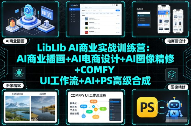 LibLIb AI商业实战训练营：AI商业插画+AI电商设计+AI图像精修+COMFY UI工作流+AI+PS高级合成-985网创