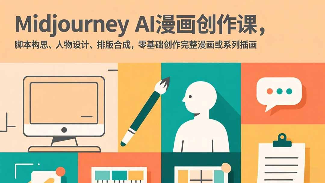 Midjourney AI漫画创作课，脚本构思、人物设计、排版合成，零基础创作完整漫画或系列插画-985网创