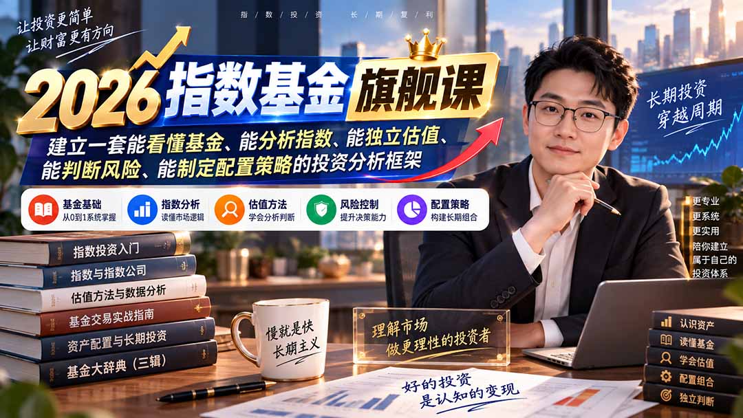2026指数基金旗舰课｜建立一套能看懂基金、能分析指数、能独立估值、能判断风险、能制定配置策略的投资分析框架-985网创