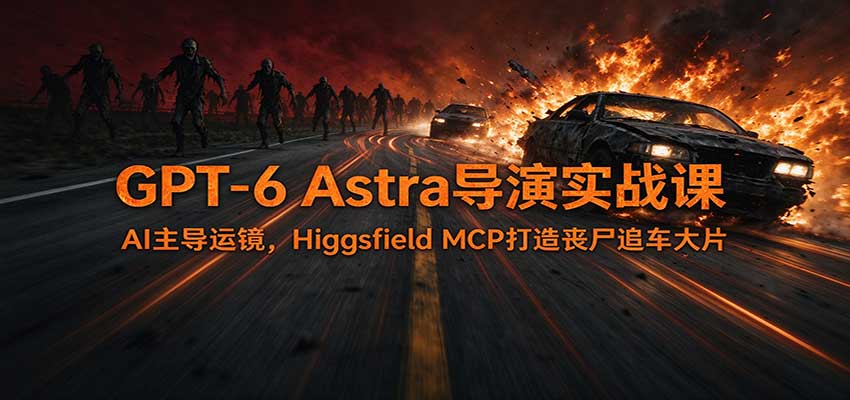 GPT-6 Astra导演实战课：AI主导运镜，Higgsfield MCP打造丧尸追车大片-985网创
