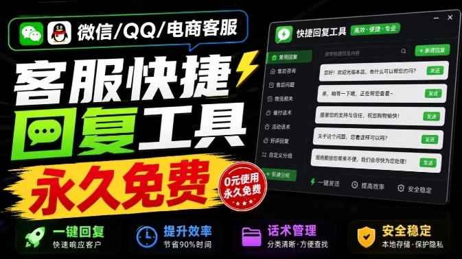 微信/QQ/电商客服快捷回复工具，支持多平台话术库与一键发送，永久免费，使用简单！易歪歪-985网创