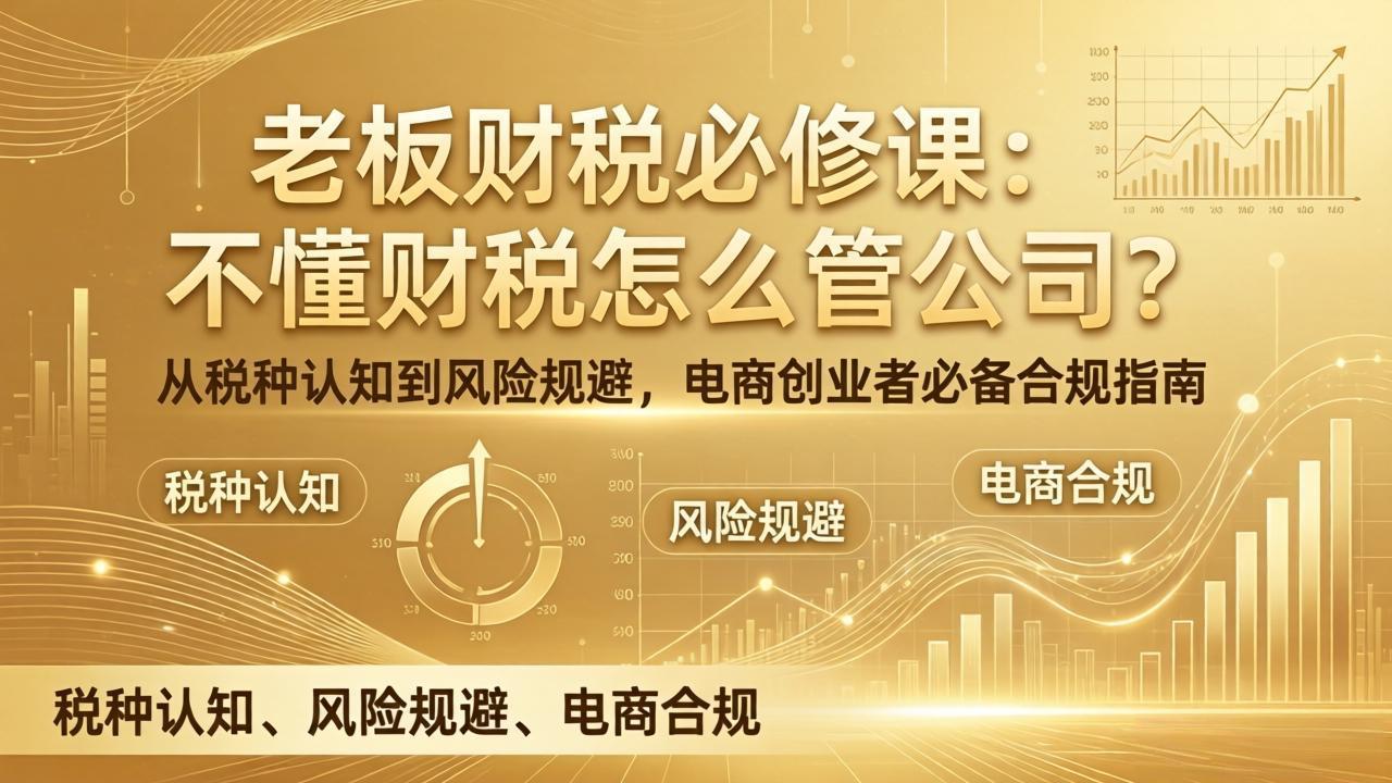 老板财税必修课：不懂财税怎么管公司？从税种认知到风险规避，电商创业者必备合规指南-985网创
