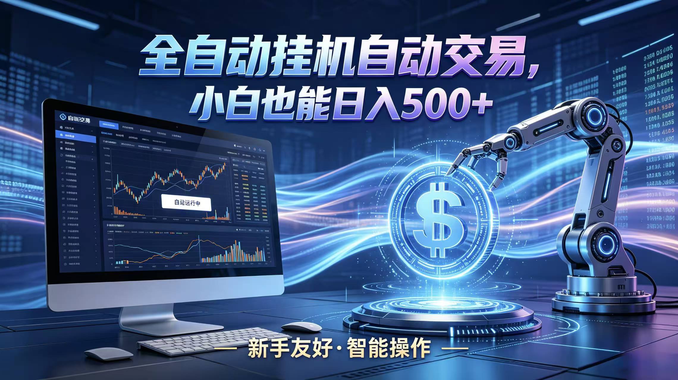 全新智能化交易助手，傻瓜式操作，小白也能快速上手，轻松实现日入500+-985网创