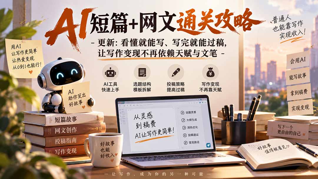 AI短篇+网文通关攻略-更新0921：看懂就能写、写完就能过稿，让写作变现不再依赖天赋与文笔-985网创