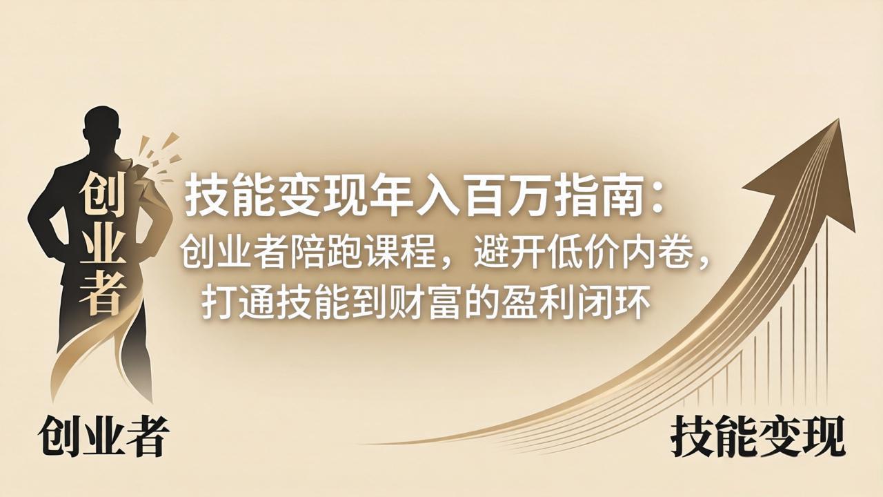 技能变现年入百万指南：创业者陪跑课程，避开低价内卷，打通技能到财富的盈利闭环-985网创