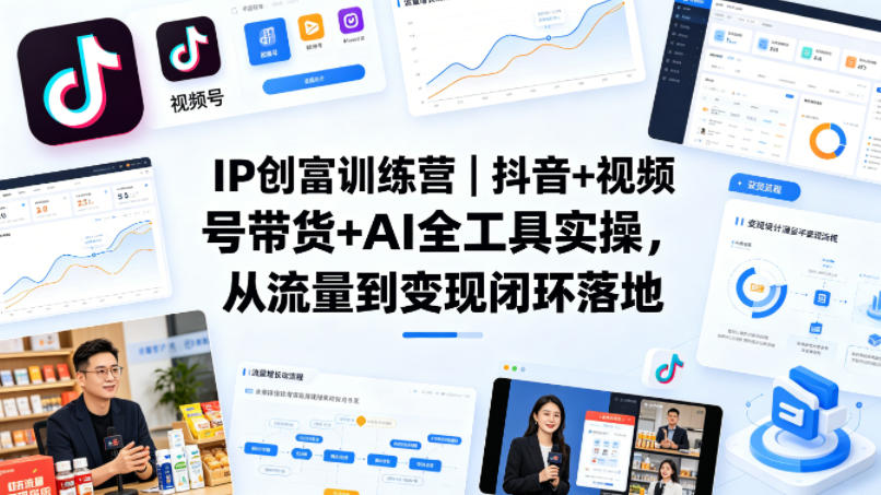 IP创富训练营｜抖音+视频号带货+AI全工具实操，从流量到变现闭环落地-985网创