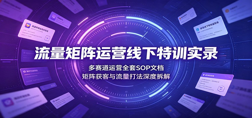 流量矩阵运营线下特训实录：多赛道运营全套SOP文档，矩阵获客与流量打法深度拆解-985网创