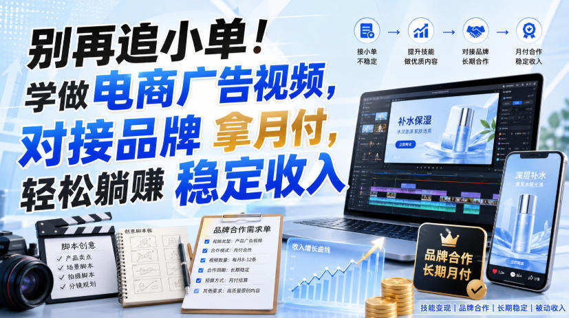 别再追小单！学做电商广告视频，对接品牌拿月付，轻松躺賺稳定收入【原创双语字幕】-985网创