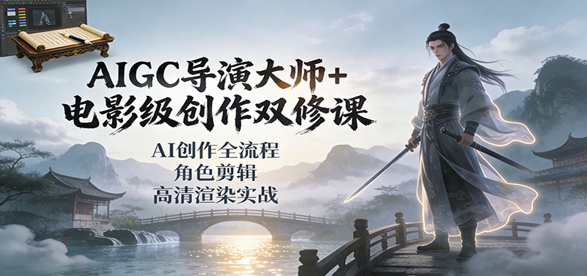 AIGC导演大师+电影级创作双修课：AI创作全流程、角色剪辑、高清渲染实战-985网创