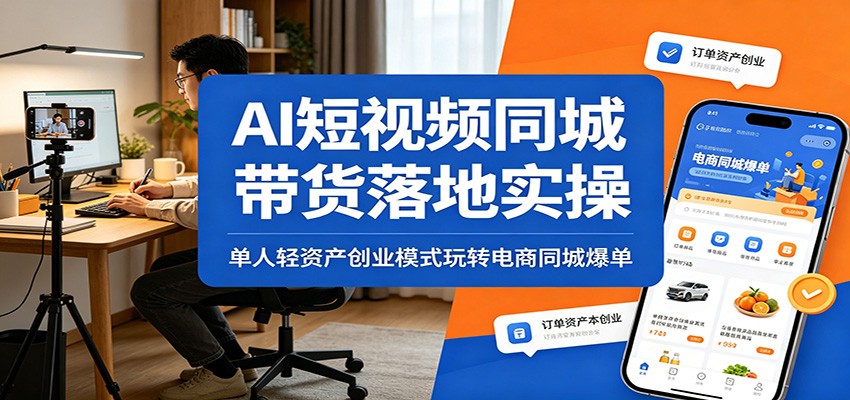 AI短视频同城带货落地实操：单人轻资产创业模式玩转电商同城爆单-985网创
