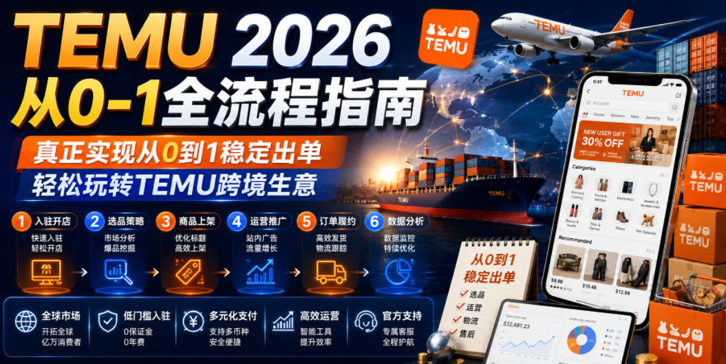 TEMU 2026从0-1全流程指南，真正实现从0到1稳定出单，轻松玩转TEMU跨境生意-985网创